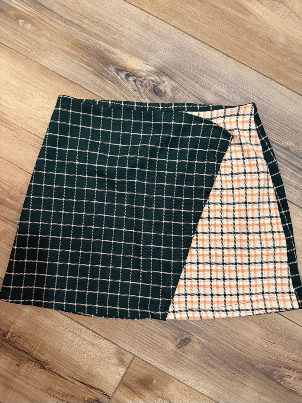Urban Outfitters Green & Cream Plaid Reversible Mini Skirt